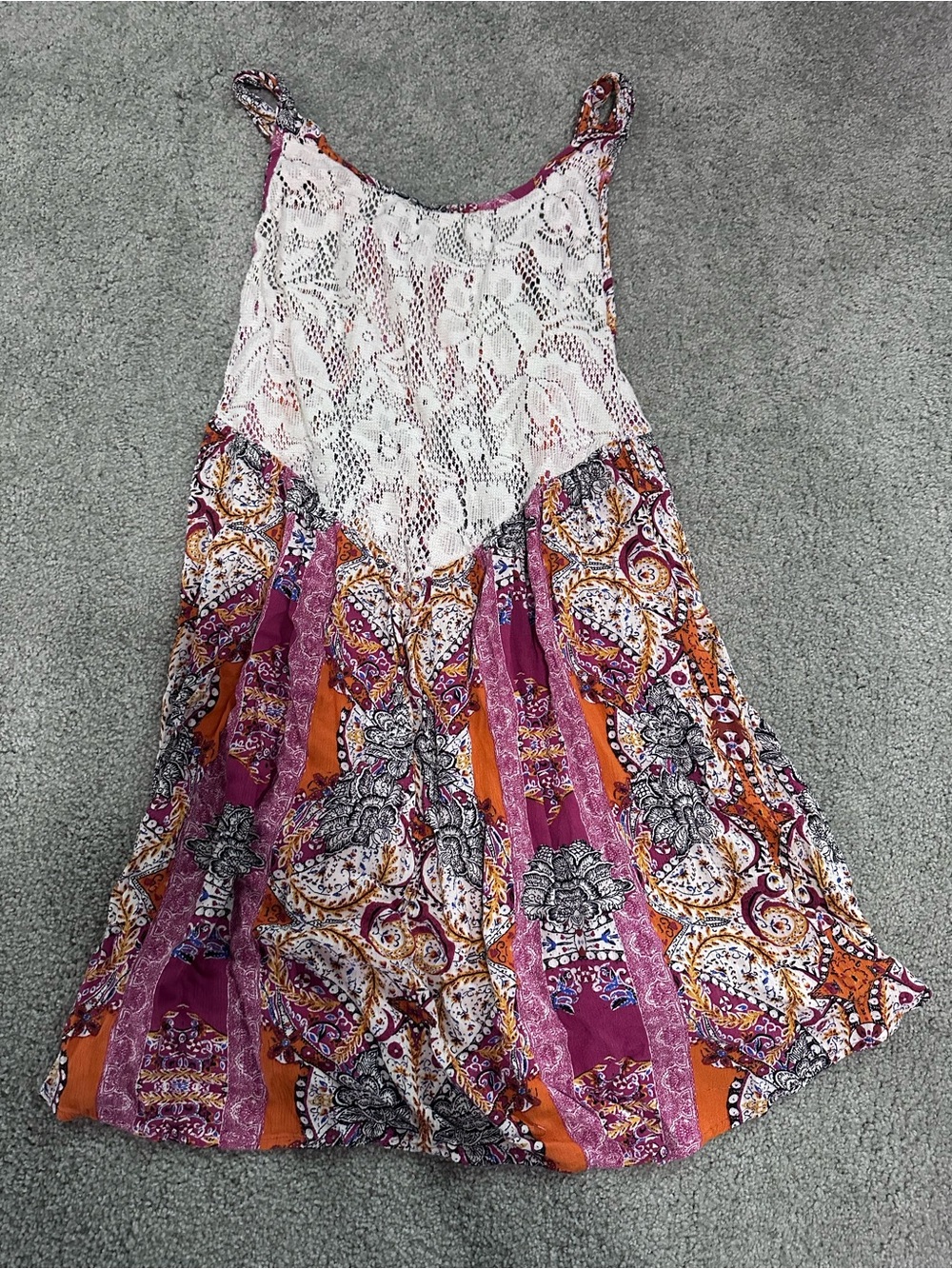 Free People Lace-Yoke Circle tank in Purple & Orange